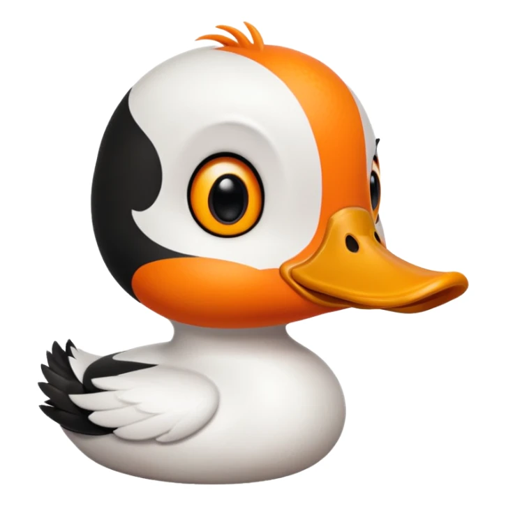 orange whit duck beak and black dot eyes cartoon style sticker