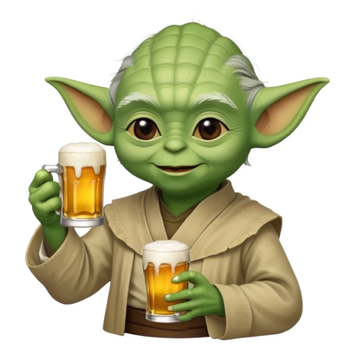 Yoda with a cup of bear sticker