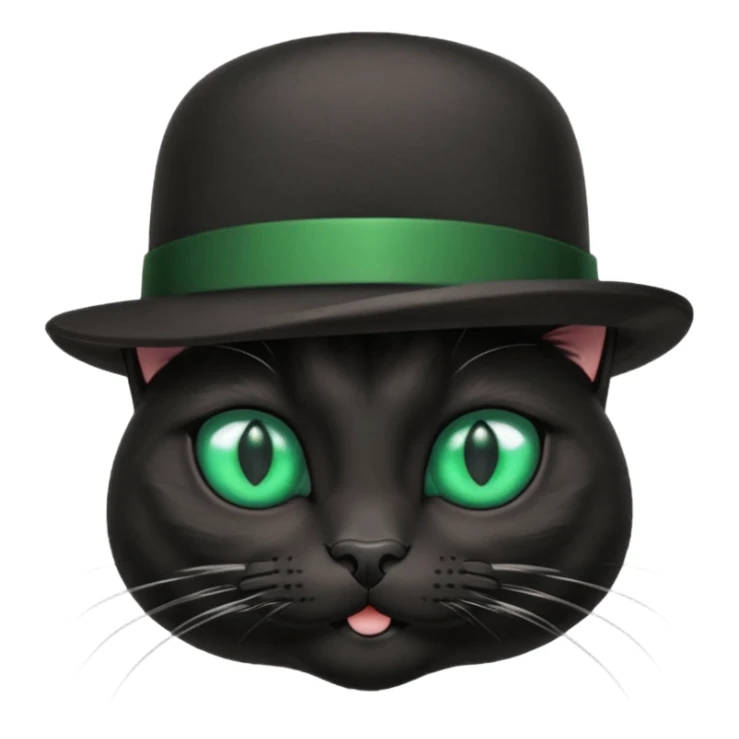 animal : chat noir avec chapeau melon sticker
