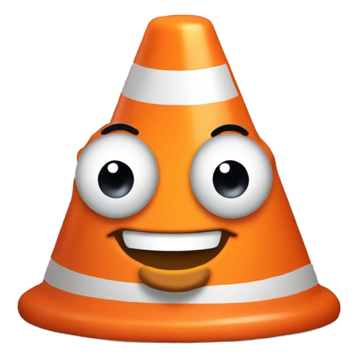 Poop with traffic cone on head and big smile  sticker