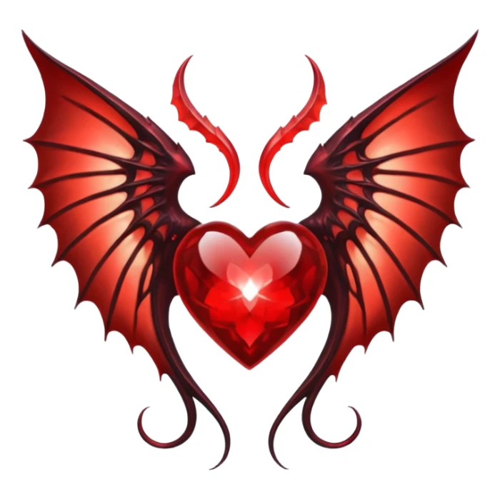 small succubus wings, cryhstal heart  sticker