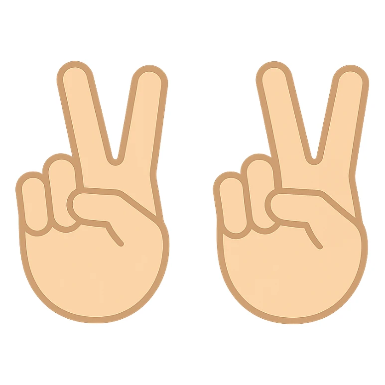 two hands making a peace sign, color filled, bold and clear sticker