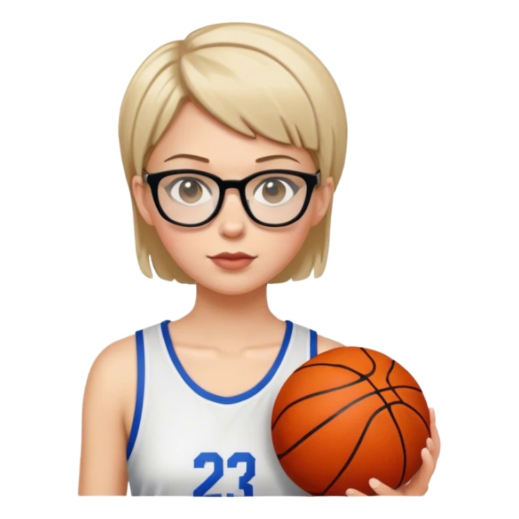 white girl with short hair and glasses playing basketball sticker