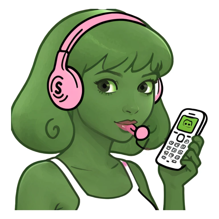 girl scrolling on pink SPAM phone sticker