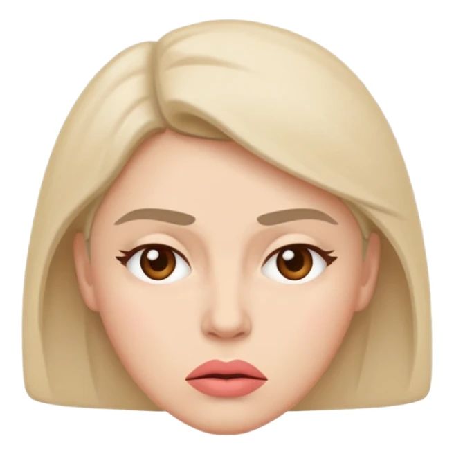 minimal flat emoji of an irritable face,
slightly furrowed eyebrows,
tight lips but not angry,
emotion restrained and subtle,
soft pastel warm-gray tones,
emotional but calm design,
modern female health app style,
transparent background,
vector illustration
 sticker