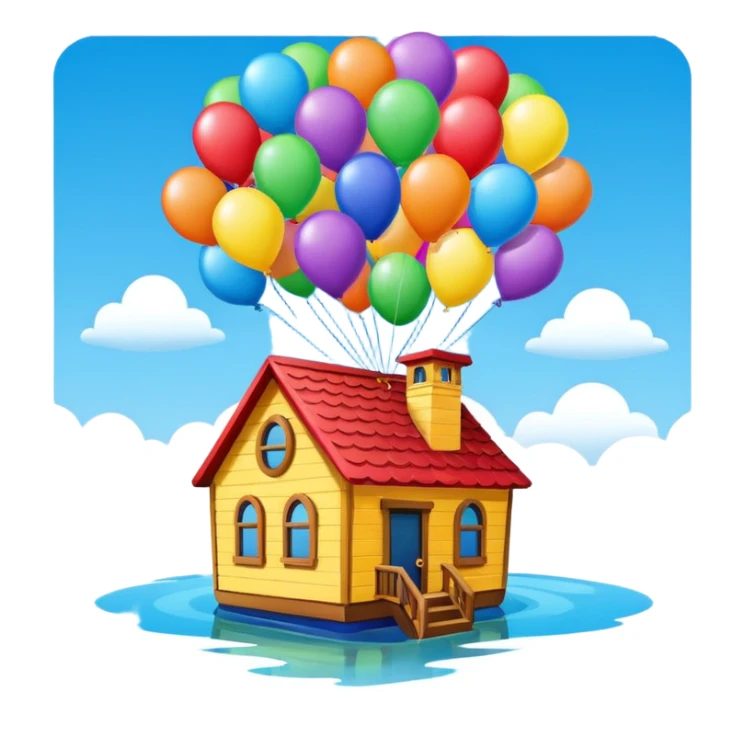 disneys "UP" house with the ballon’s sticker