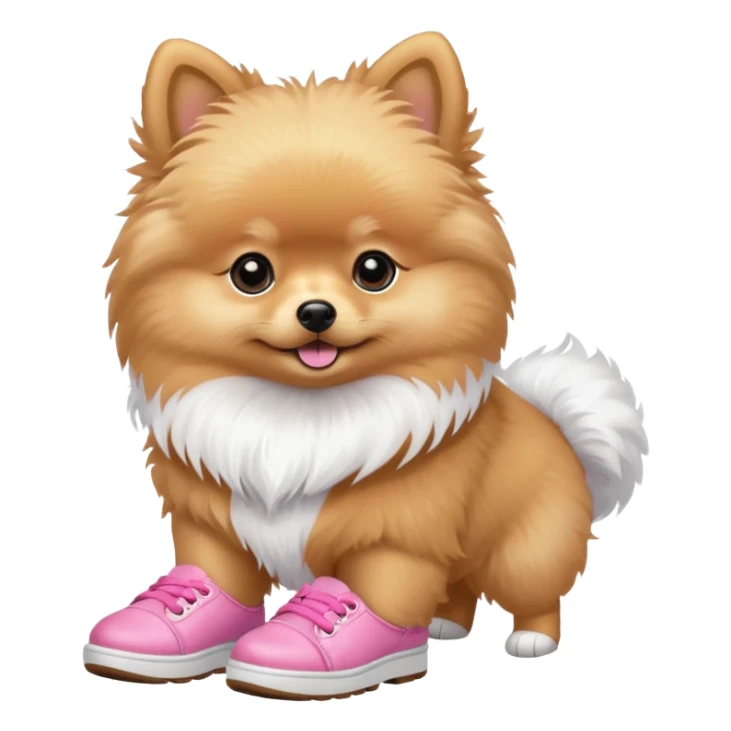 Pomeranian wearing pink shoes sticker