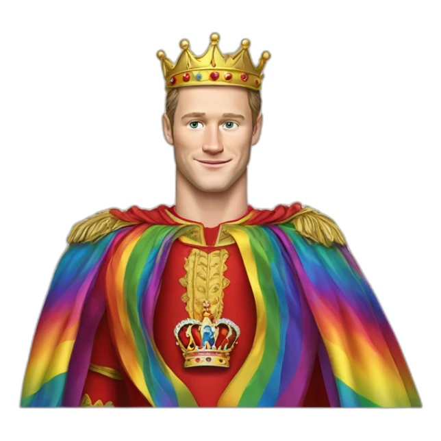 Jonathan Toews as a rainbow king with a royal robe on sticker