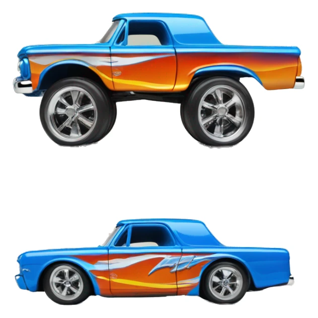 Side shot, Hot wheels, Hot rod, panel truck, 1964 with exposed chrome exhaust pipes, blue  sticker