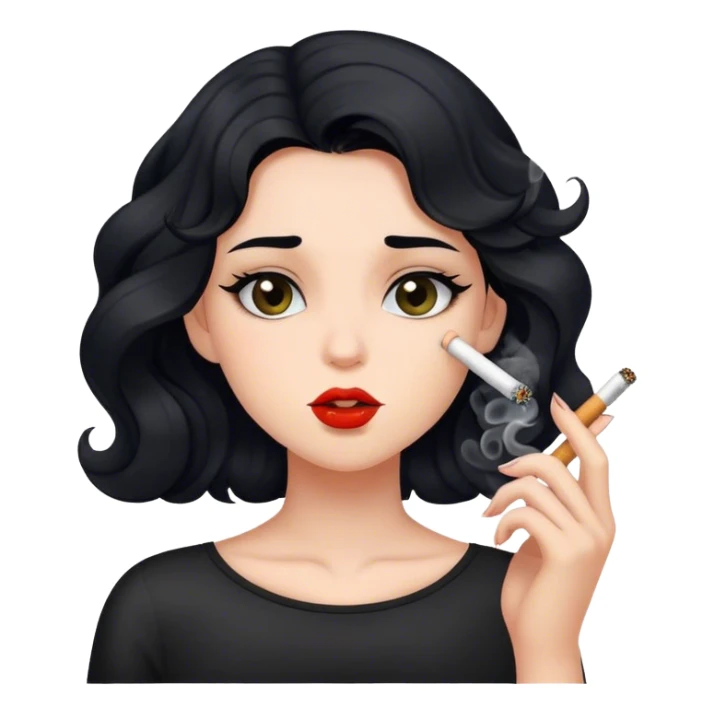girl with wavy black hair smoking  sticker