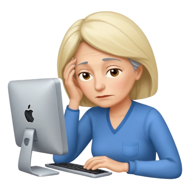A 55-year-old woman really tired while she is working sticker
