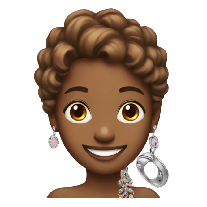 smiling girl with phone jewelry with brown eyes sticker