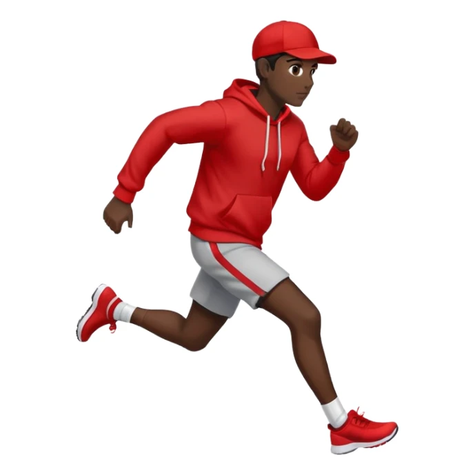 Black Man Wearing Cap. Red hoodie. and running. right side sticker