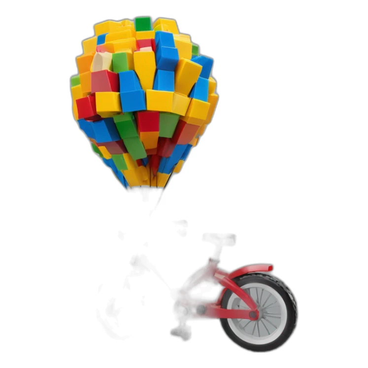 Lego qui fais du vélo sur une montgolfière sticker