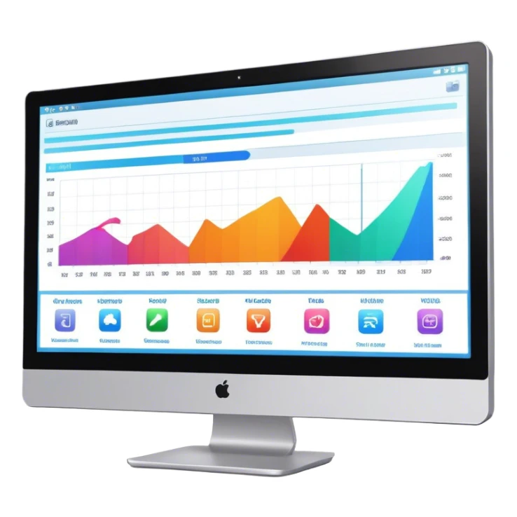 Create an emoji for animation and motion design. Show a computer monitor displaying cartoon creation process, with a timeline, keyframes, and motion effects. Use modern, vibrant colors. No emojis or smiley faces. Transparent background. sticker