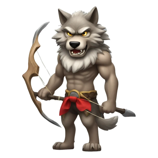 Angry wolf with a bow on its head, and strong physique  sticker