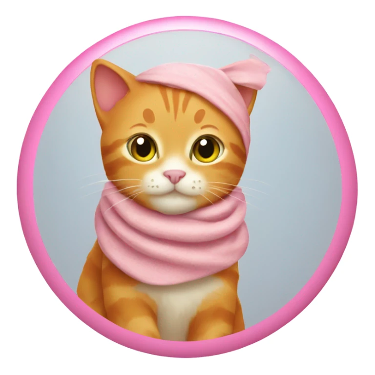 Cute ginger cat wearing pink scarf sticker