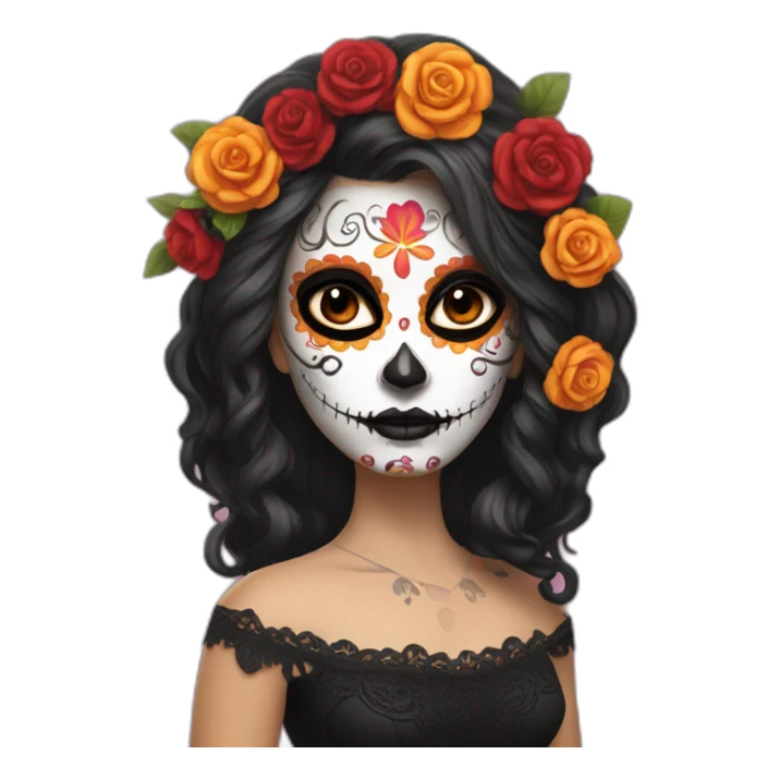 girl dia de los muertos sticker