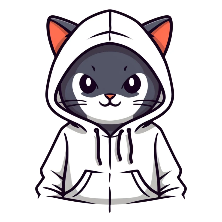 Black cat wearing in hoodie  sticker