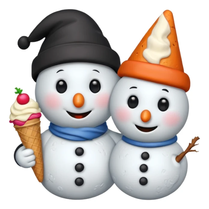 snowmen wearing cap with ice cream sticker