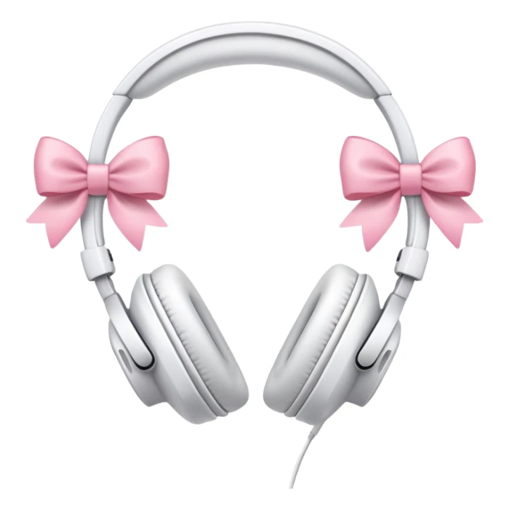 White headphones with pink bow sticker