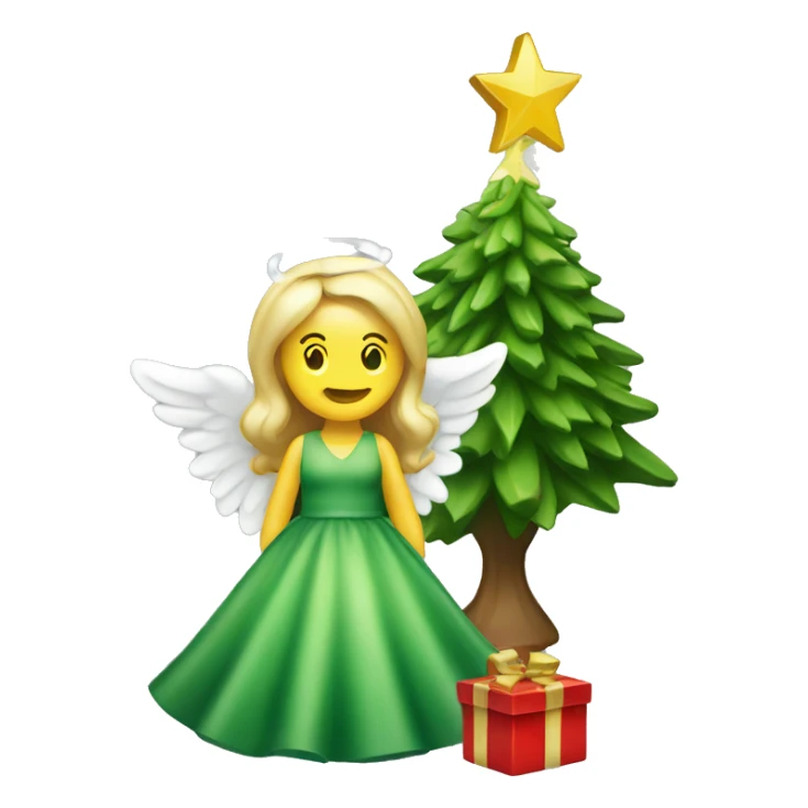 Green Christmas tree with Angel topper sticker