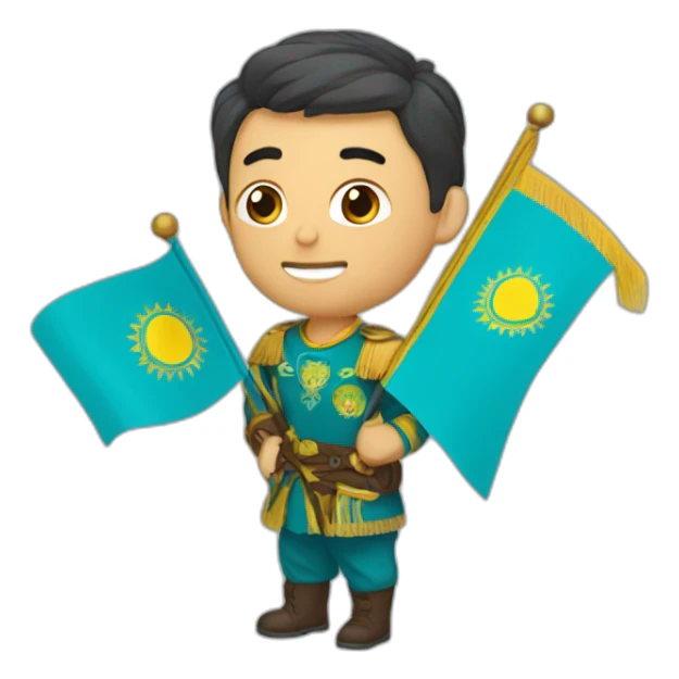 Tokaev with flag of Kazakhstan  sticker