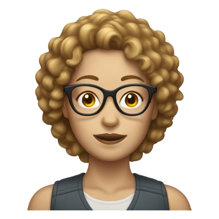 white woman with glasses and light brown curly hair sticker