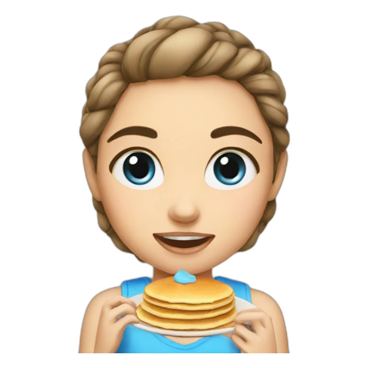 girl whit blue eye eat pancake sticker
