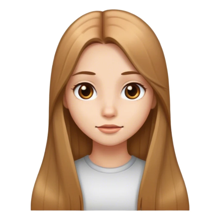 girl long light brown straight hair sticker