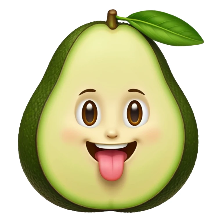A smiling avocago with its tongue out to the side sticker