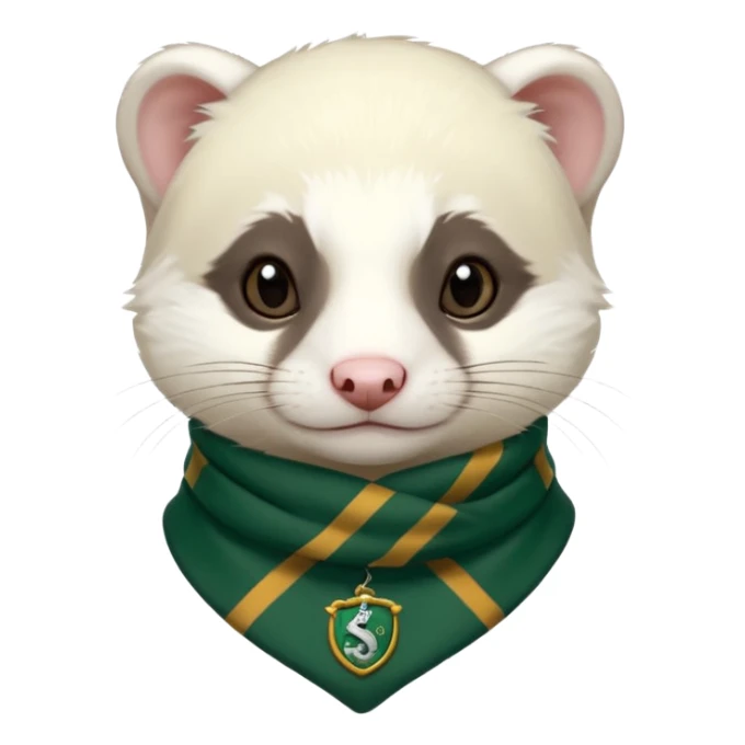The white ferret with slytherin scarf sticker