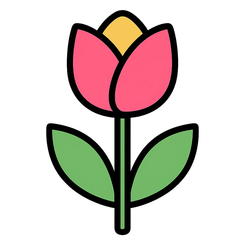 tulipán líneas negras y relleno colorido sticker