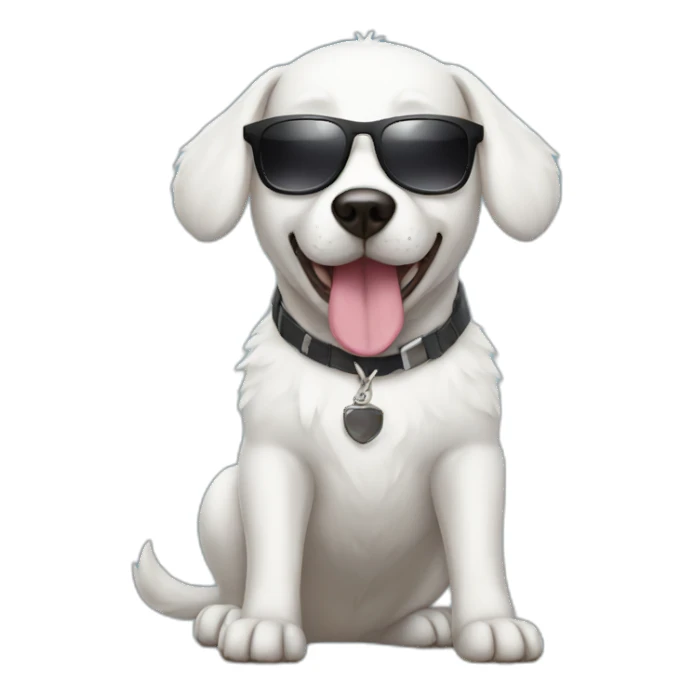 white dog with sunglasses and costume  sticker