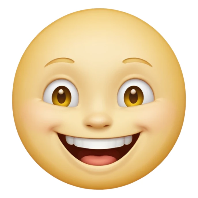 Emoji, yellow round laughing face, tilted head sticker