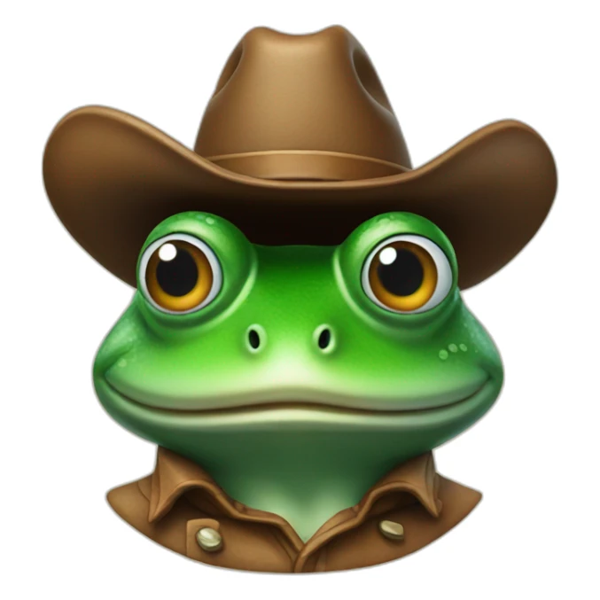 bust of mr frog wearing a cowboy hat sticker