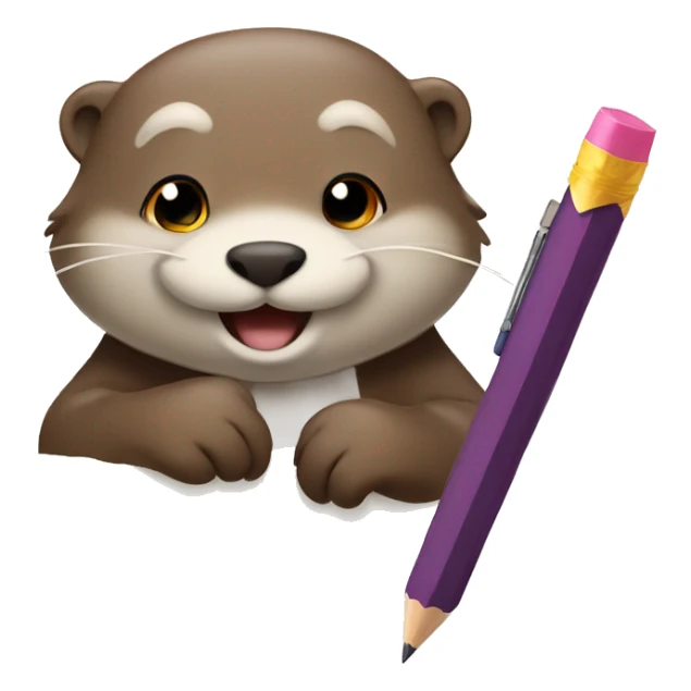 cute otter writing on paper with a pencil  sticker