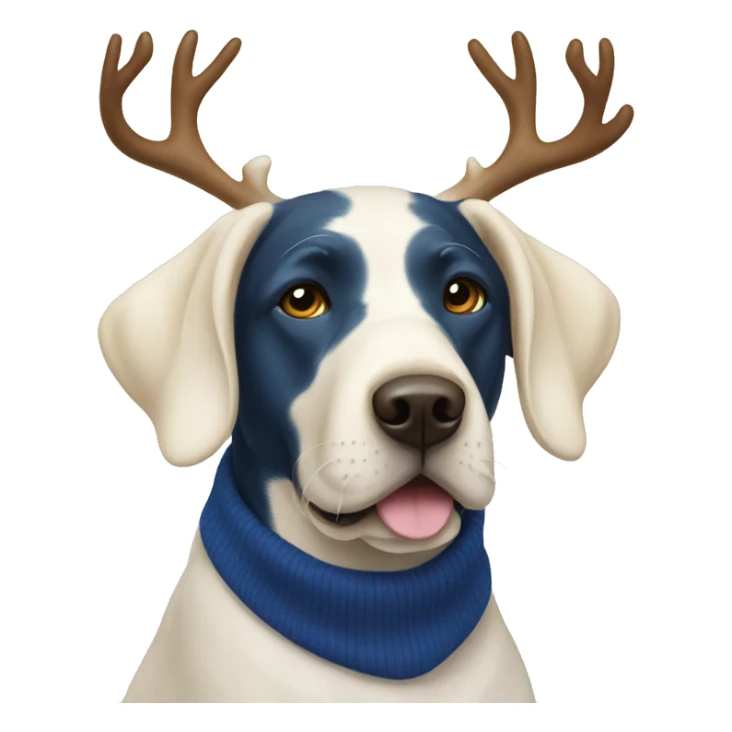 White Labrador wearing antlers dark blue sticker