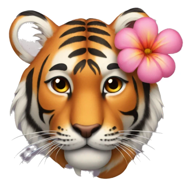 tiger with flower in hair sticker