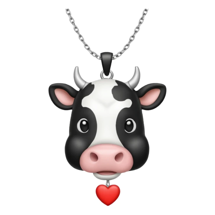 i need combination of this two emojis for making a neckless ❤️🐮 the desing must be simple so it can make easily  reduse details and make it black and white  use simple lines i insist rhe cow to be just like emoji sticker