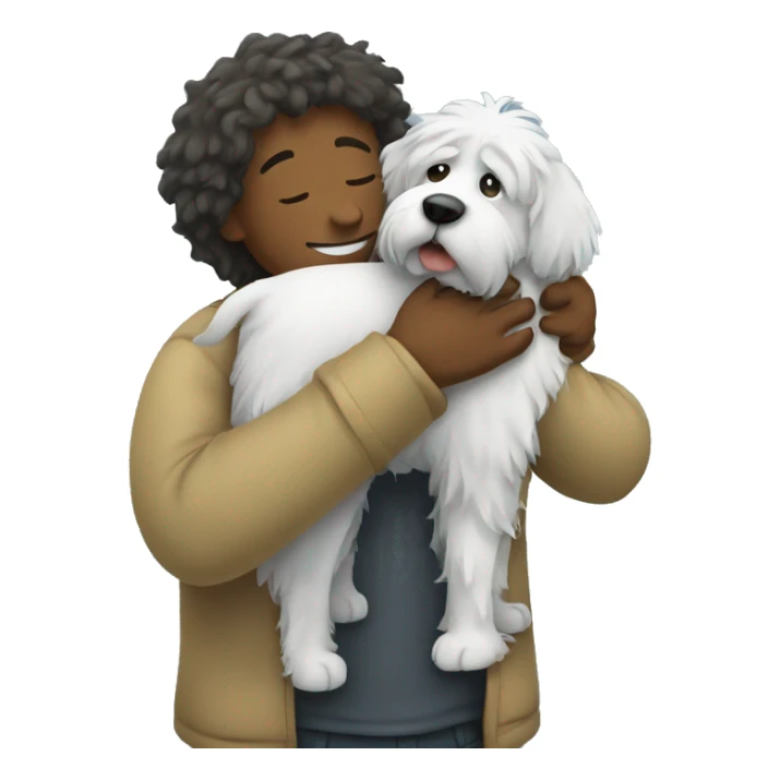 a vet hugging a shaggy dog sticker