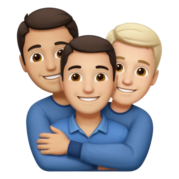1 Hispanic and 2 white gay guys as a throuple sticker