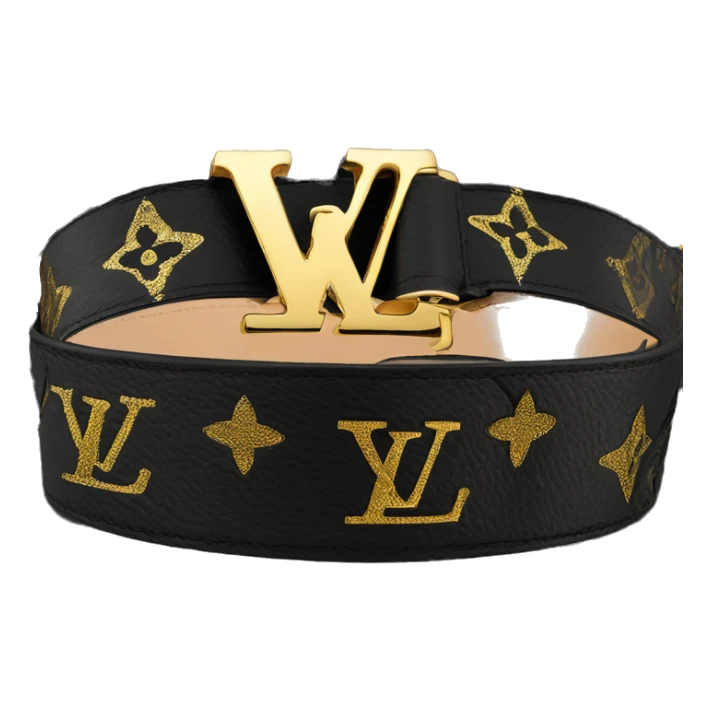 Luxury Black Louis hVuitton belt with Gold buckle sticker