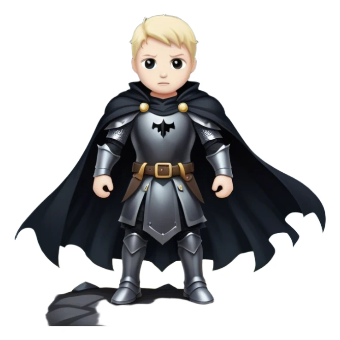 A shadowy knight with a black cape, standing in a stormy battlefield sticker