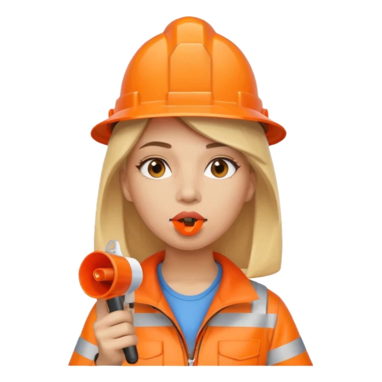 ağzında düdük kafasında huni olan kadın sticker