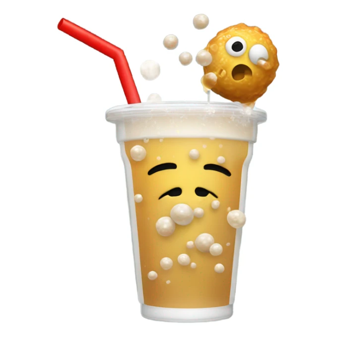 Trump being attacked by a boba drink sticker