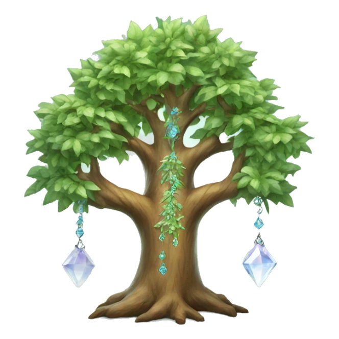 Spiritual tree with crystals hanging in it sticker