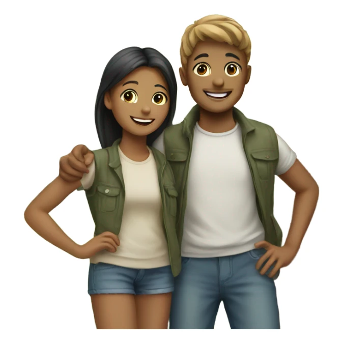 smiling boy and girl in outdoor setting sticker
