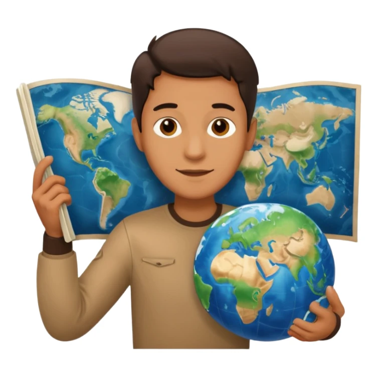 man holding a map of the earth @emoji sticker