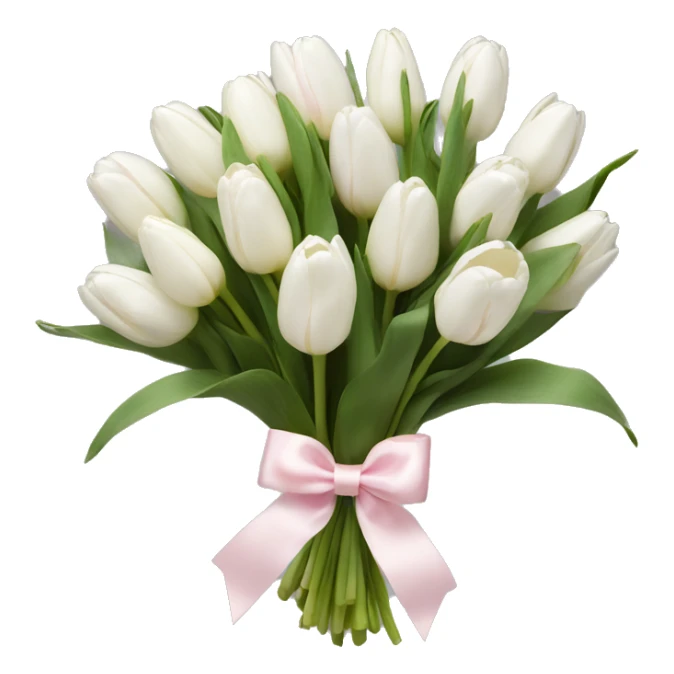 White tulips bouquet with light pink bow  sticker
